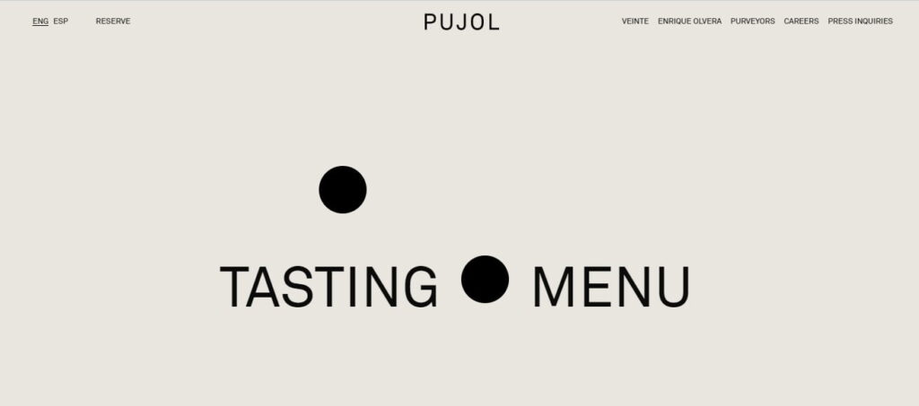 Sito web del ristorante Pujol