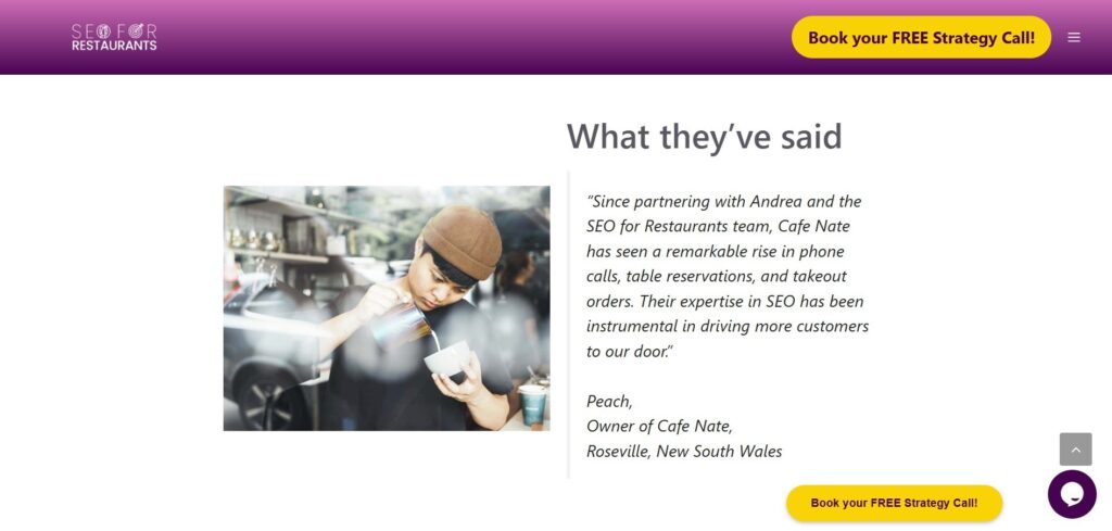Cafe Nate review for our cafe SEO marketing services