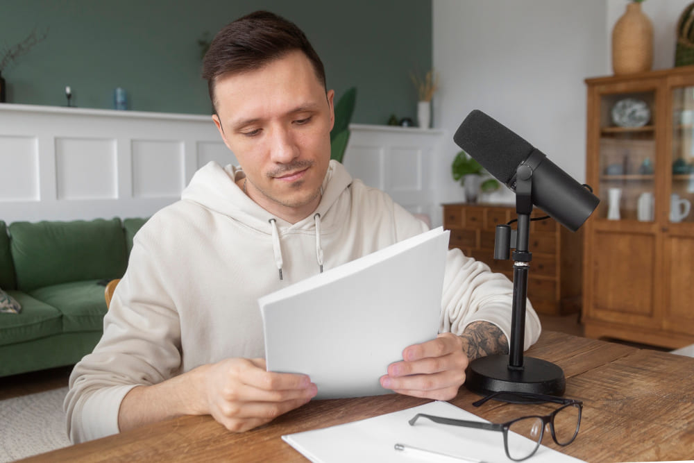 A man planning a podcast