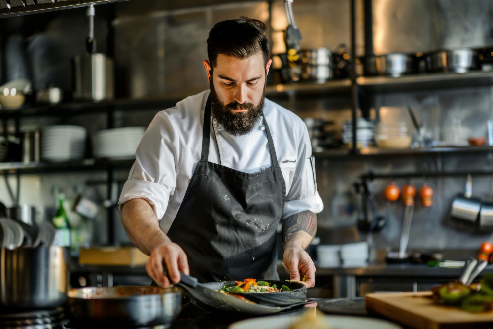 A professional chef working on food quality