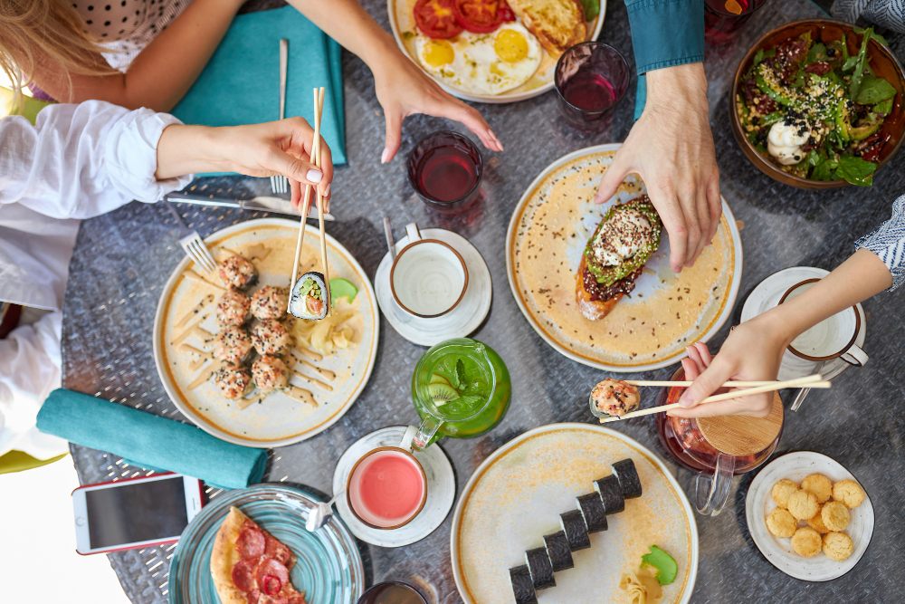Eating fusion dishes together
