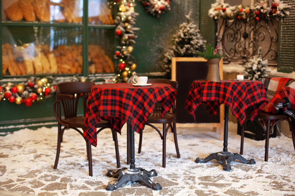 Christmas-themed decoration at a restaurant